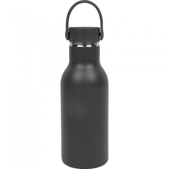 Siyah 360 ml Taşıma Saplı Metal Gövdeli Lazer Logo Baskılı Promosyon Termos